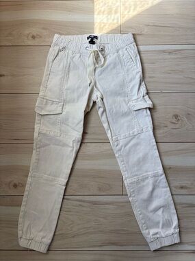 Sincerely Jules White Cargo Jogger Pants Drawstring Waist Utility Joggers